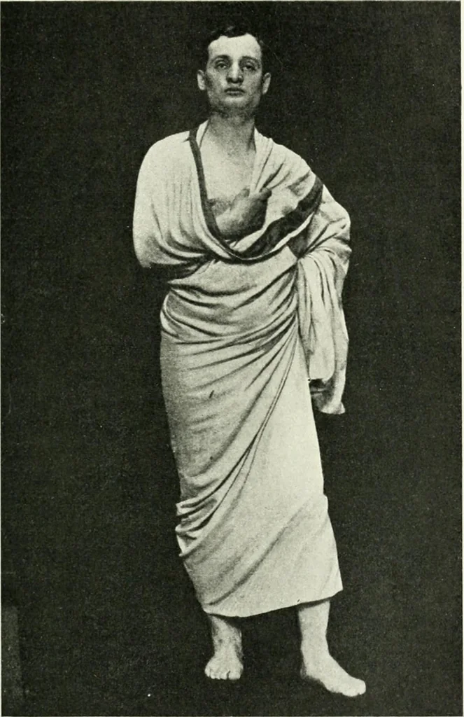 An illustration from Histoire du costume antique d'après des études sur le modèle vivant, 1922, leaf 126