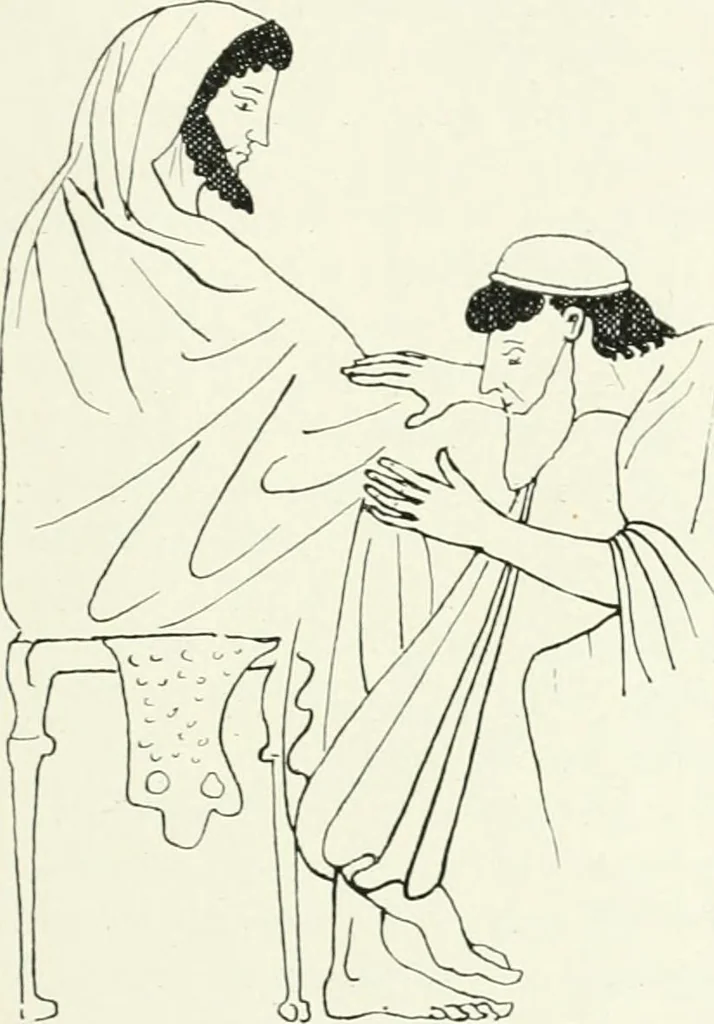 An illustration from Histoire du costume antique d'après des études sur le modèle vivant, 1922, leaf 130