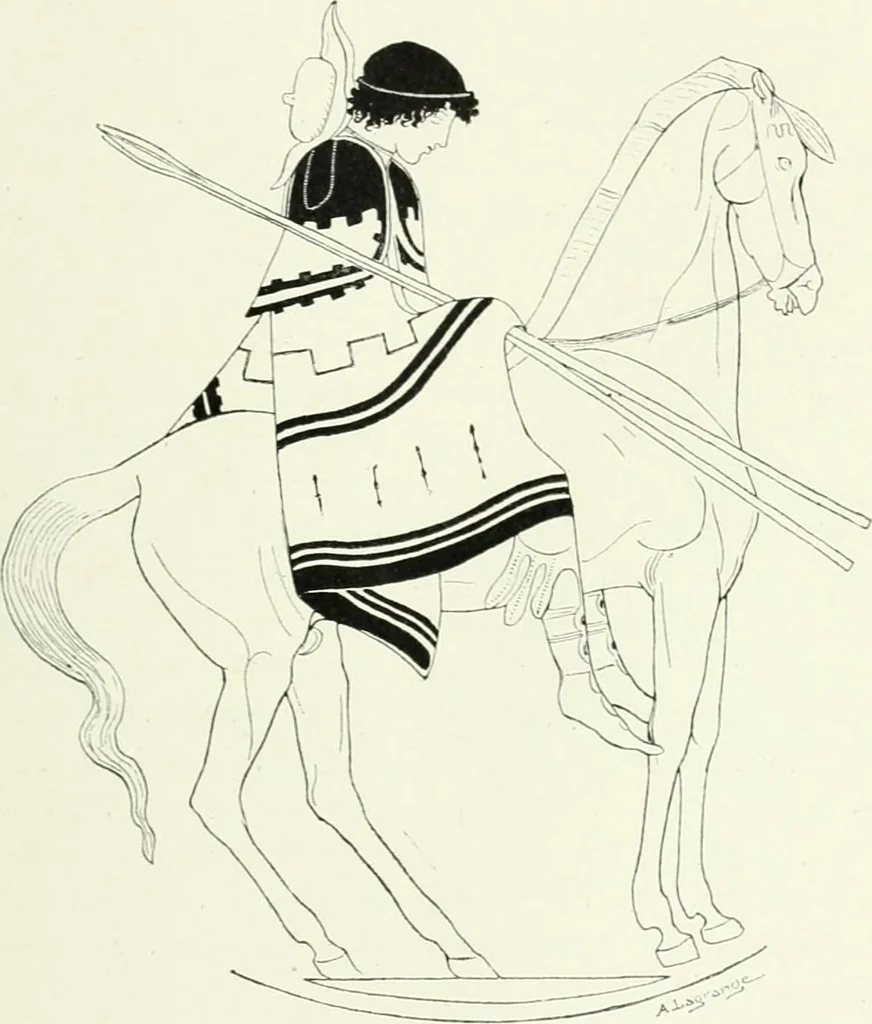 An illustration from Histoire du costume antique d'après des études sur le modèle vivant, 1922, leaf 134