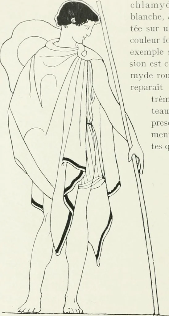 An illustration from Histoire du costume antique d'après des études sur le modèle vivant, 1922, leaf 157