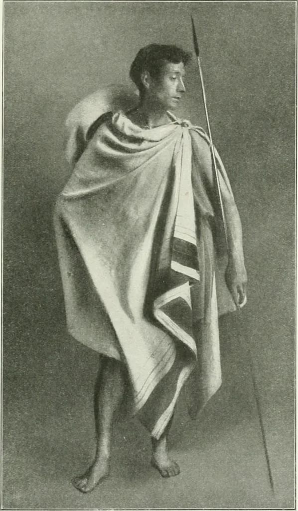 An illustration from Histoire du costume antique d'après des études sur le modèle vivant, 1922, leaf 158