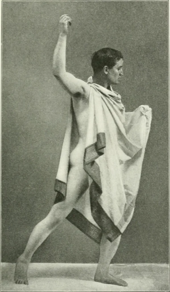 An illustration from Histoire du costume antique d'après des études sur le modèle vivant, 1922, leaf 162