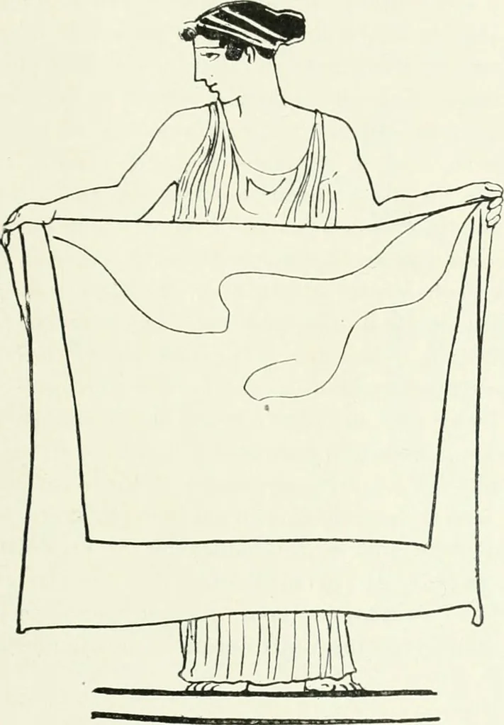 An illustration from Histoire du costume antique d'après des études sur le modèle vivant, 1922, leaf 174