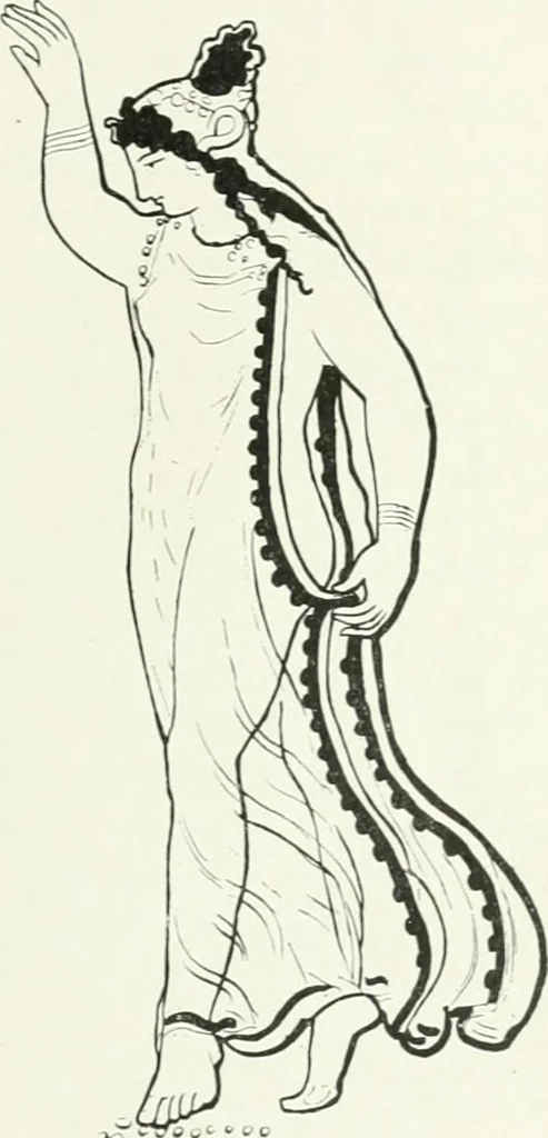 An illustration from Histoire du costume antique d'après des études sur le modèle vivant, 1922, leaf 176