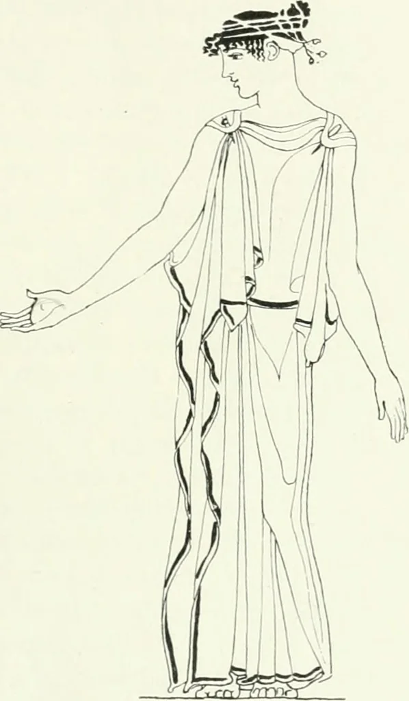 An illustration from Histoire du costume antique d'après des études sur le modèle vivant, 1922, leaf 188