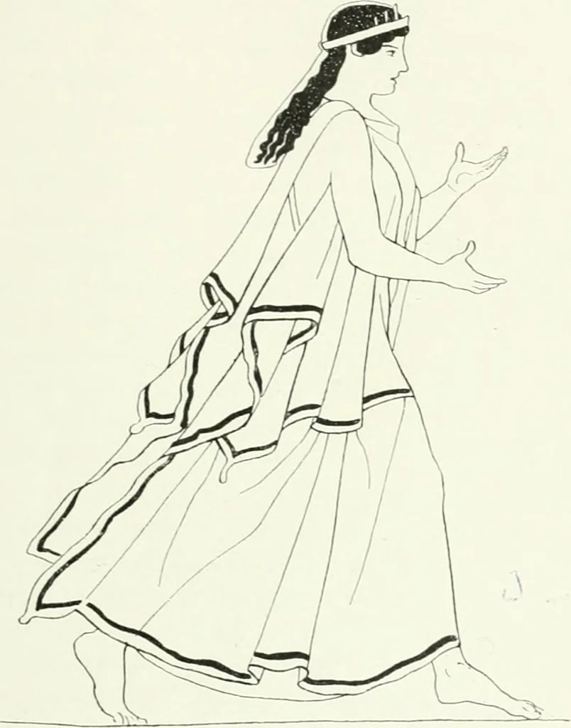 An illustration from Histoire du costume antique d'après des études sur le modèle vivant, 1922, leaf 192