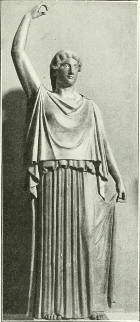 An illustration from Histoire du costume antique d'après des études sur le modèle vivant, 1922, leaf 210