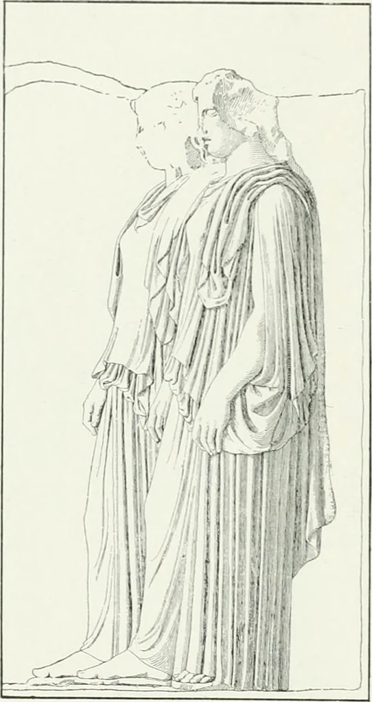 An illustration from Histoire du costume antique d'après des études sur le modèle vivant, 1922, leaf 213
