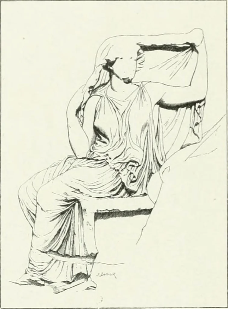 An illustration from Histoire du costume antique d'après des études sur le modèle vivant, 1922, leaf 221