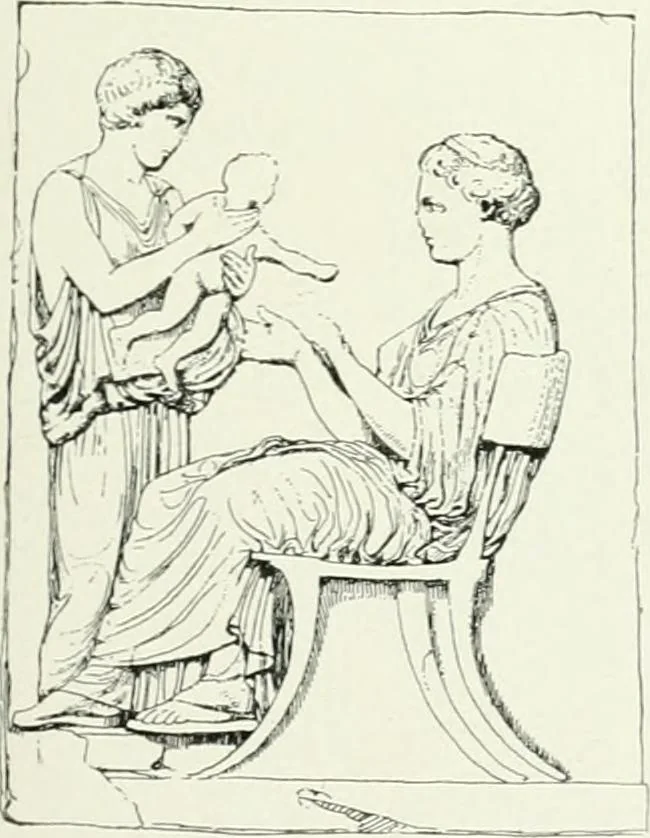 An illustration from Histoire du costume antique d'après des études sur le modèle vivant, 1922, leaf 224