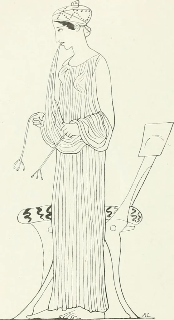 An illustration from Histoire du costume antique d'après des études sur le modèle vivant, 1922, leaf 225
