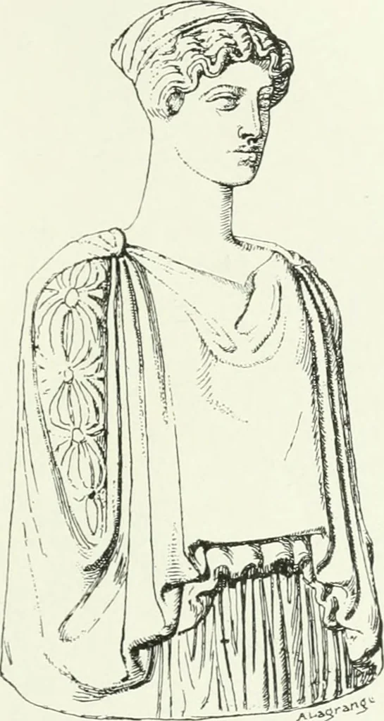 An illustration from Histoire du costume antique d'après des études sur le modèle vivant, 1922, leaf 244
