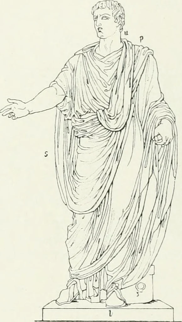 An illustration from Histoire du costume antique d'après des études sur le modèle vivant, 1922, leaf 269
