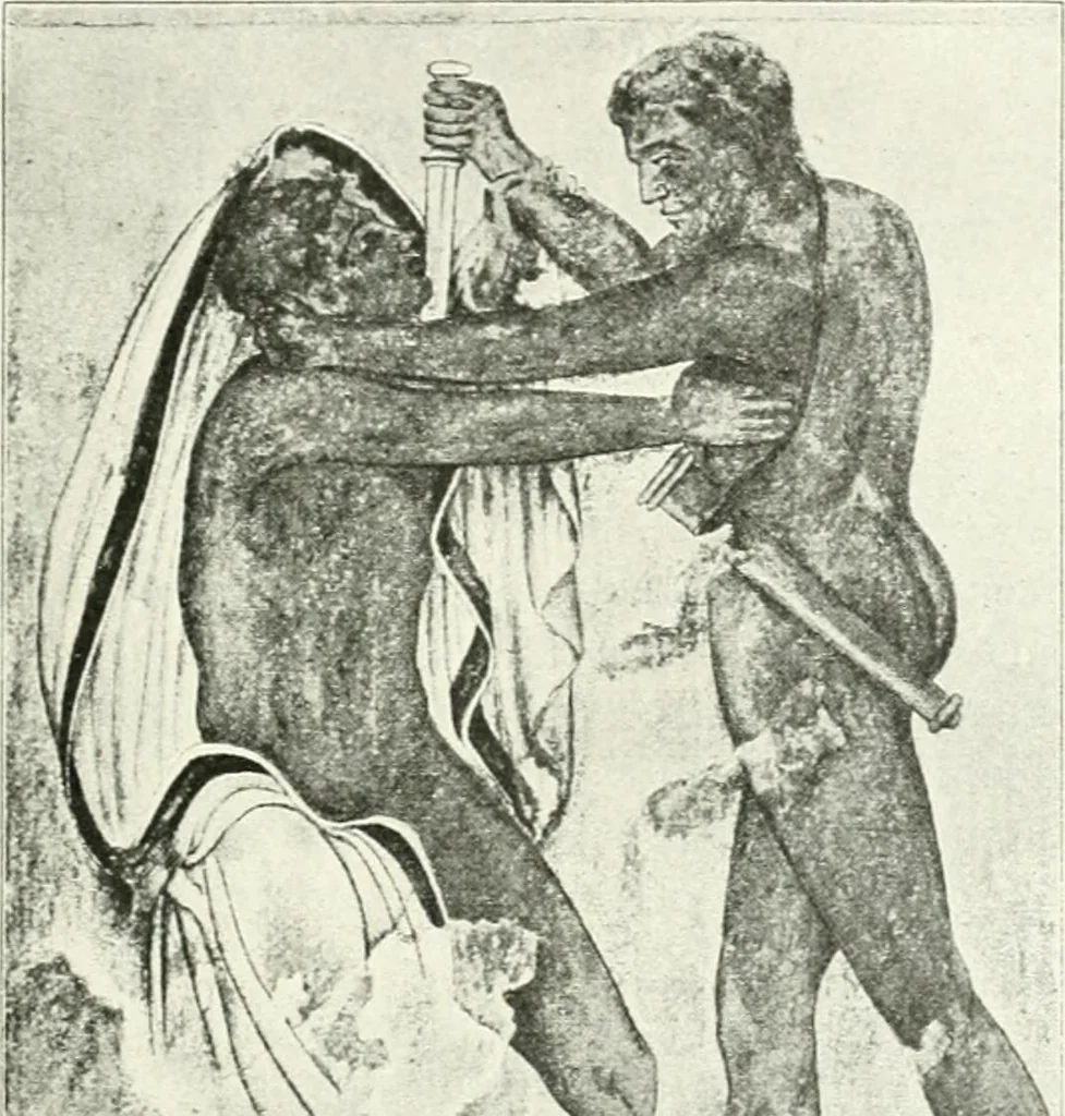 An illustration from Histoire du costume antique d'après des études sur le modèle vivant, 1922, leaf 276