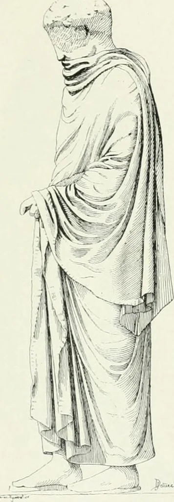 An illustration from Histoire du costume antique d'après des études sur le modèle vivant, 1922, leaf 46