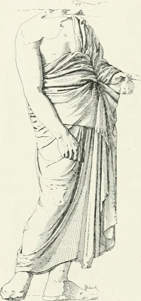 An illustration from Histoire du costume antique d'après des études sur le modèle vivant, 1922, leaf 47