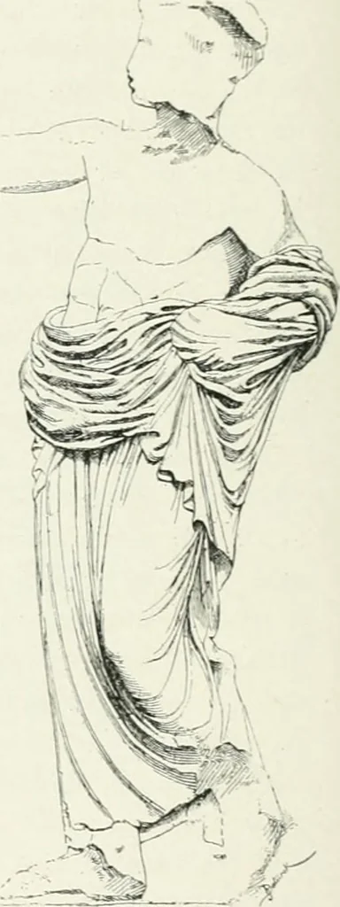 An illustration from Histoire du costume antique d'après des études sur le modèle vivant, 1922, leaf 47