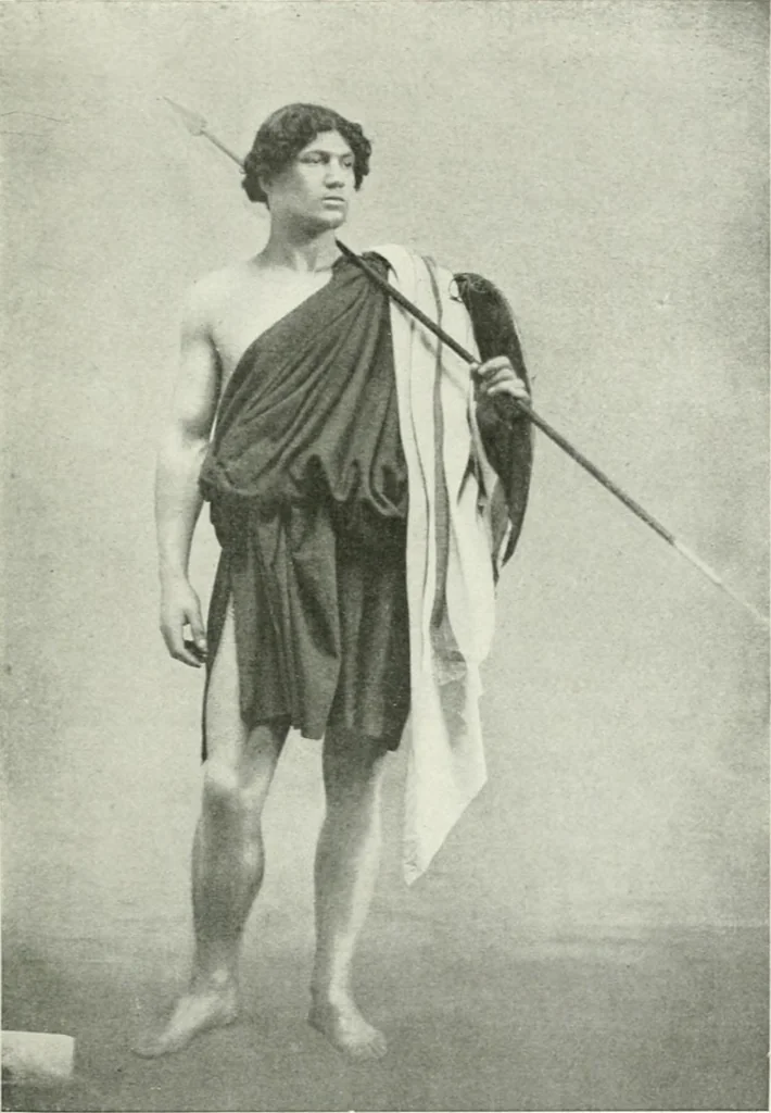 An illustration from Histoire du costume antique d'après des études sur le modèle vivant, 1922, leaf 62