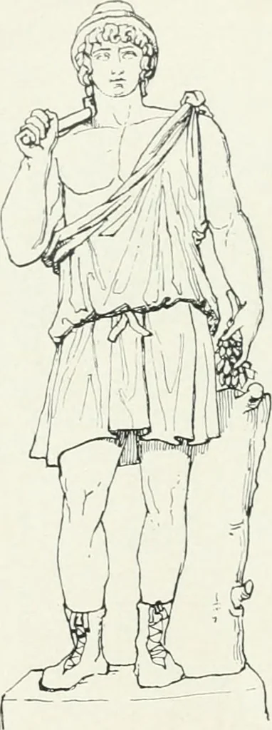 An illustration from Histoire du costume antique d'après des études sur le modèle vivant, 1922, leaf 77