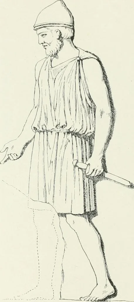 An illustration from Histoire du costume antique d'après des études sur le modèle vivant, 1922, leaf 87
