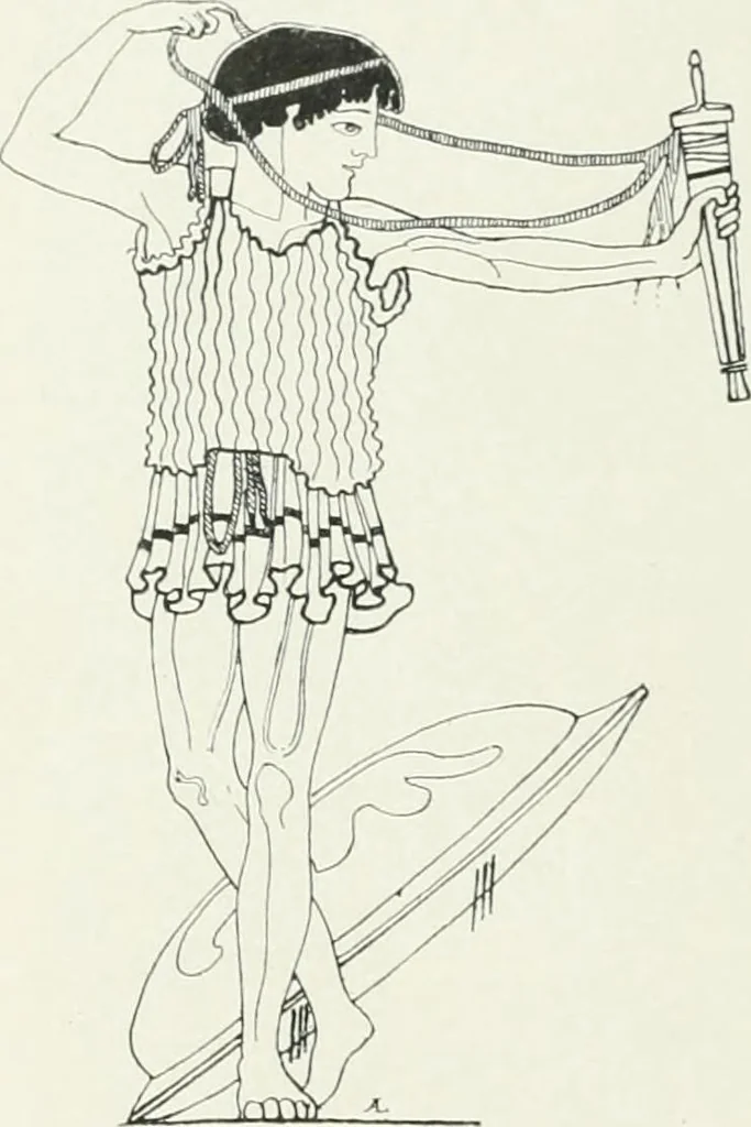An illustration from Histoire du costume antique d'après des études sur le modèle vivant, 1922, leaf 89