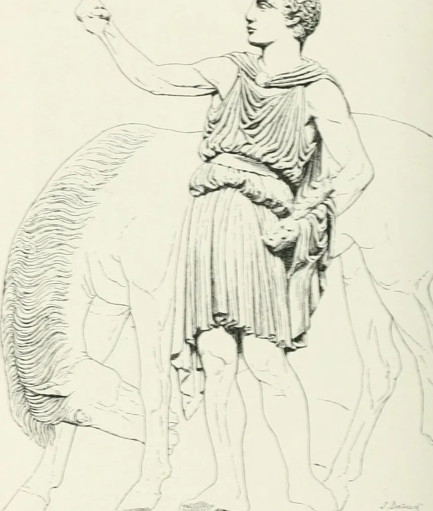 An illustration from Histoire du costume antique d'après des études sur le modèle vivant, 1922, leaf 91