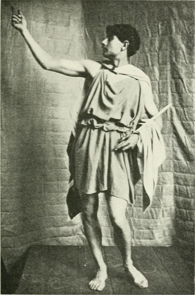 An illustration from Histoire du costume antique d'après des études sur le modèle vivant, 1922, leaf 92