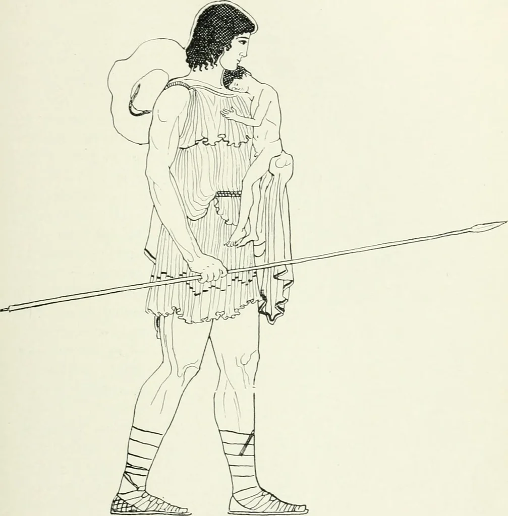 An illustration from Histoire du costume antique d'après des études sur le modèle vivant, 1922, leaf 94