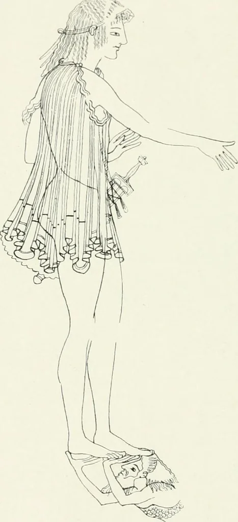 An illustration from Histoire du costume antique d'après des études sur le modèle vivant, 1922, leaf 95