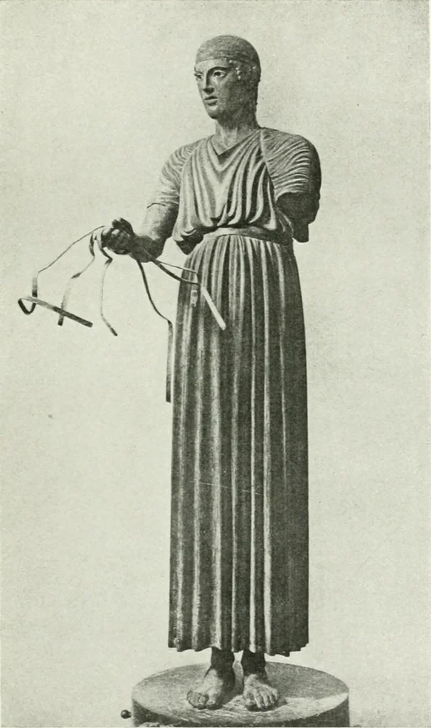 An illustration from Histoire du costume antique d'après des études sur le modèle vivant, 1922, leaf 98