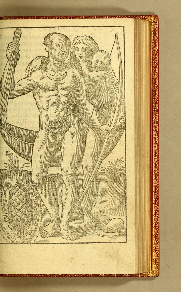 An illustration from Histoire d'un voyage fait en la terre du Bresil, autrement dite Amerique. : Contenant la nauigation, & choses remarquables, veuës sur mer par l'aucteur: le comportement de Villegagnon, en ce païs là. Les meurs [sic] & façons de viure estranges des sauuages ameriquains: auec vn colloque de leur langage. Ensemble la description de plusieurs animaux, arbres, herbes, & autres choses singulieres, & du tout inconues par deça, dont on verra les sommaires des chapitres au commencement du liure. Non encores mis en lumiere, pour les causes contenues en la preface., 1578, leaf 175