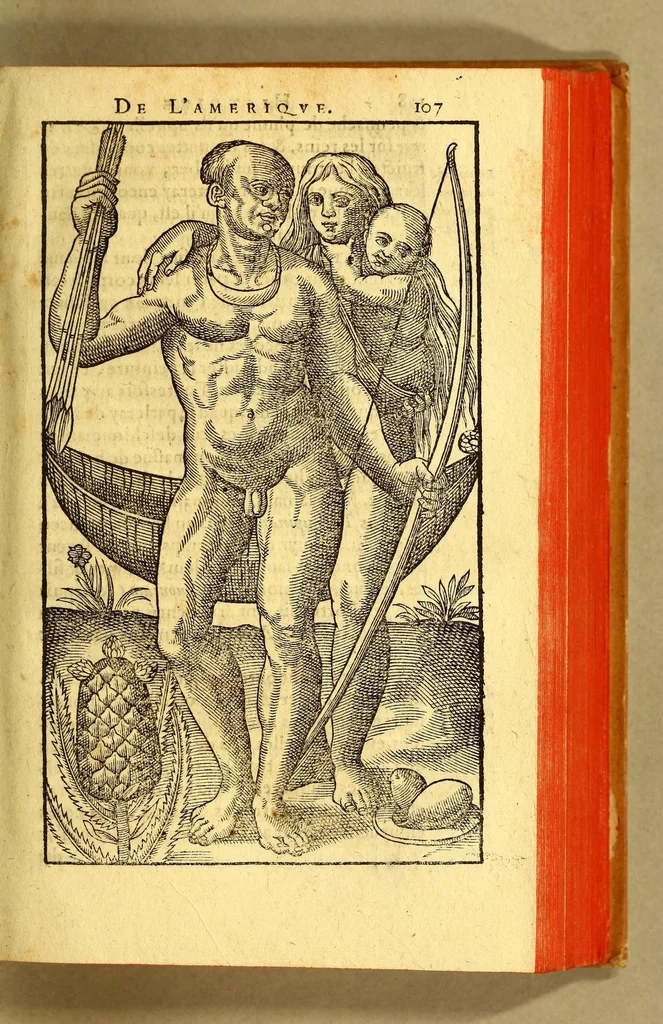 An illustration from Histoire d'un voyage fait en la terre du Bresil, autrement dite Amerique. : Contenant la nauigation, & choses remarquables veues sur mer par l'autheur. Le comportement de Villegagnon en ce pays là. Les moeurs & façons de viure estranges des sauuages ameriquains: auec vn colloque de leur langage. Ensemble la description de plusieurs animaux, arbres, herbes, & autres choses singulieres, & du tout inconues par deça: dont on verra les sommaires des chapitres au co[m]mencement du liure., 1594, leaf 153