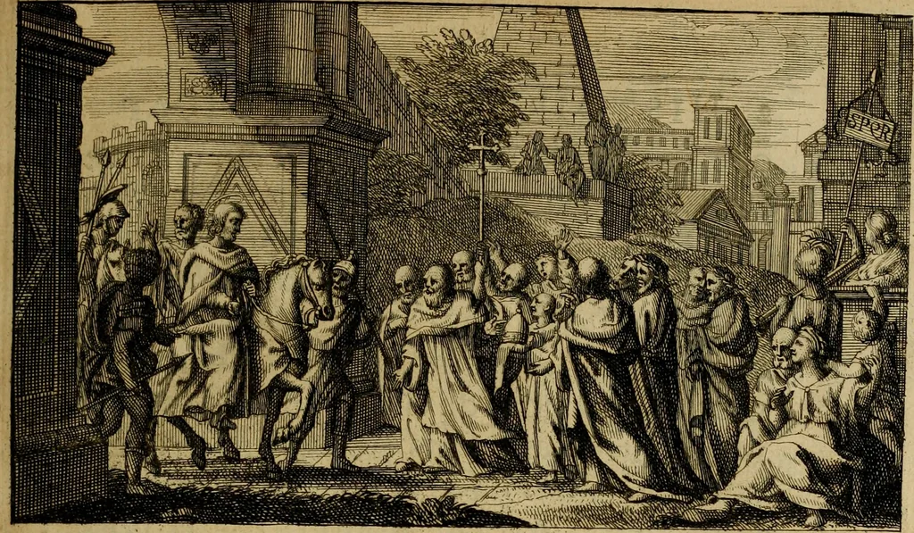An illustration from Histoire du pontificat de Saint Leon le Grand, 1687, leaf 28