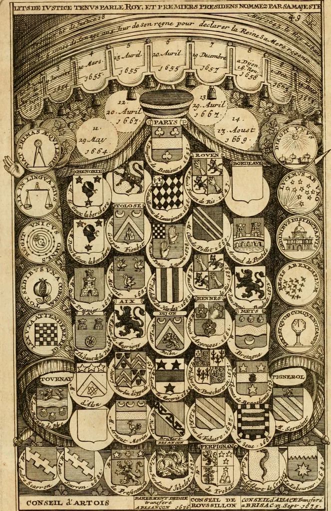 An illustration from Histoire du roy Louis le Grand, par les medailles, emblêmes, deuises, jettons, inscriptions, armoiries, et autres monumens publics, 1691, leaf 102