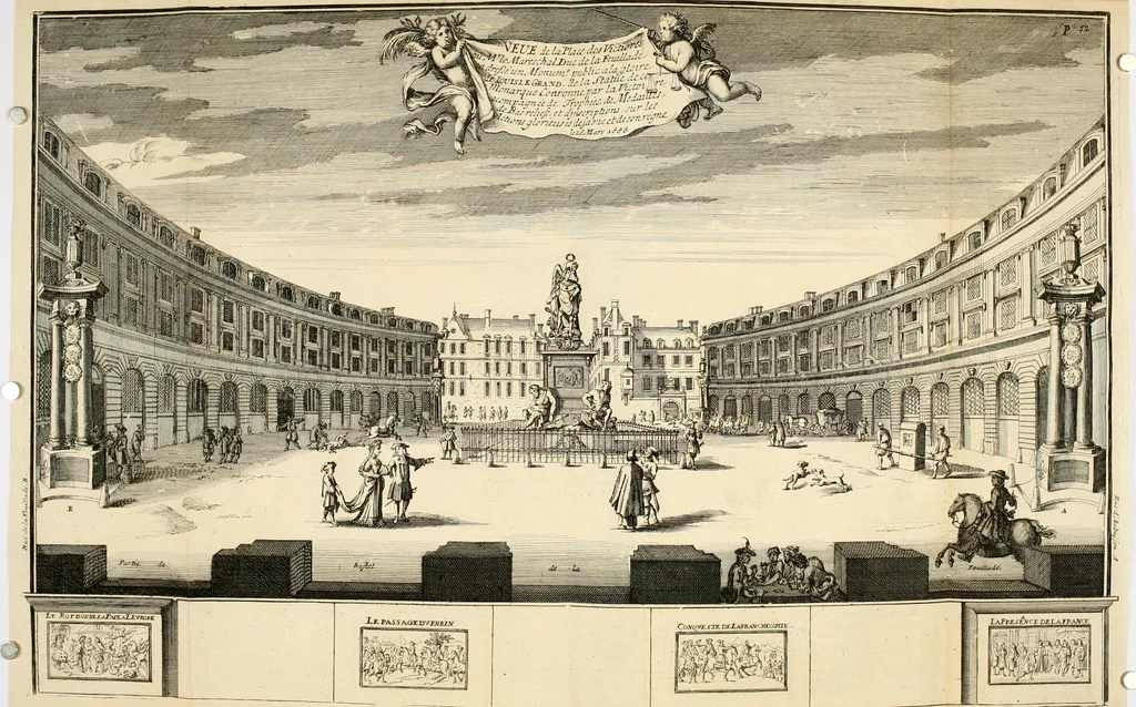 An illustration from Histoire du roy Louis le Grand, par les medailles, emblêmes, deuises, jettons, inscriptions, armoiries, et autres monumens publics, 1691, leaf 109