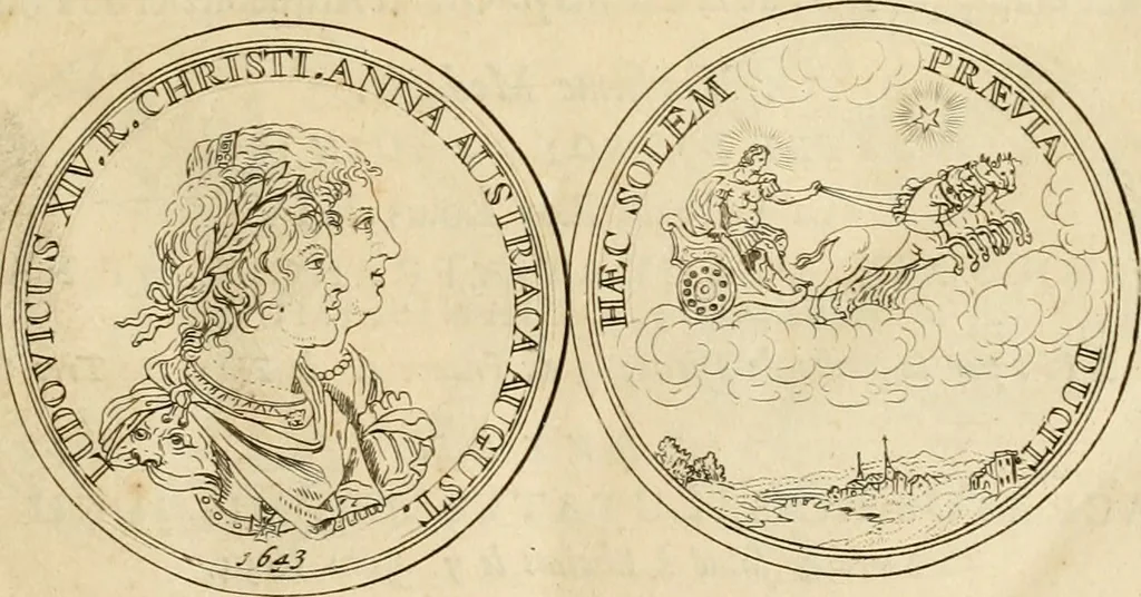 An illustration from Histoire du roy Louis le Grand, par les medailles, emblêmes, deuises, jettons, inscriptions, armoiries, et autres monumens publics, 1691, leaf 12