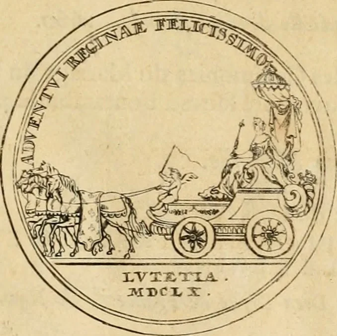 An illustration from Histoire du roy Louis le Grand, par les medailles, emblêmes, deuises, jettons, inscriptions, armoiries, et autres monumens publics, 1691, leaf 18