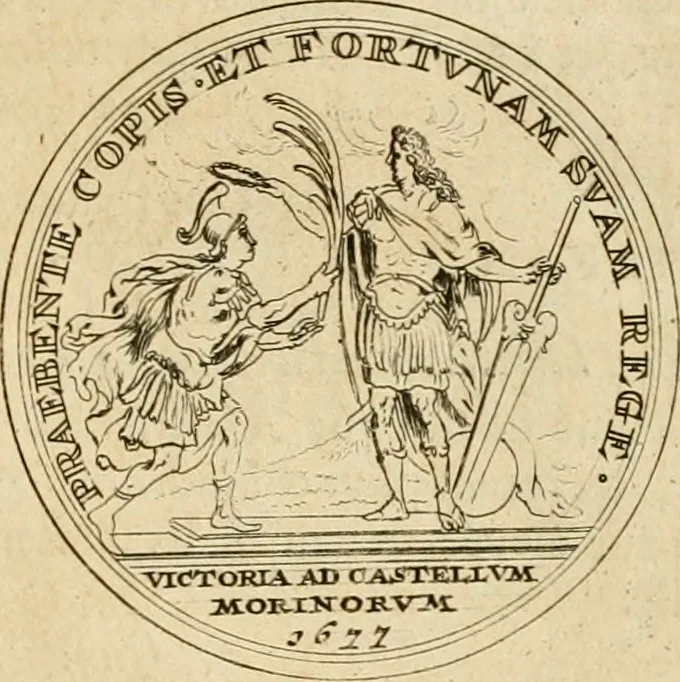 An illustration from Histoire du roy Louis le Grand, par les medailles, emblêmes, deuises, jettons, inscriptions, armoiries, et autres monumens publics, 1691, leaf 26