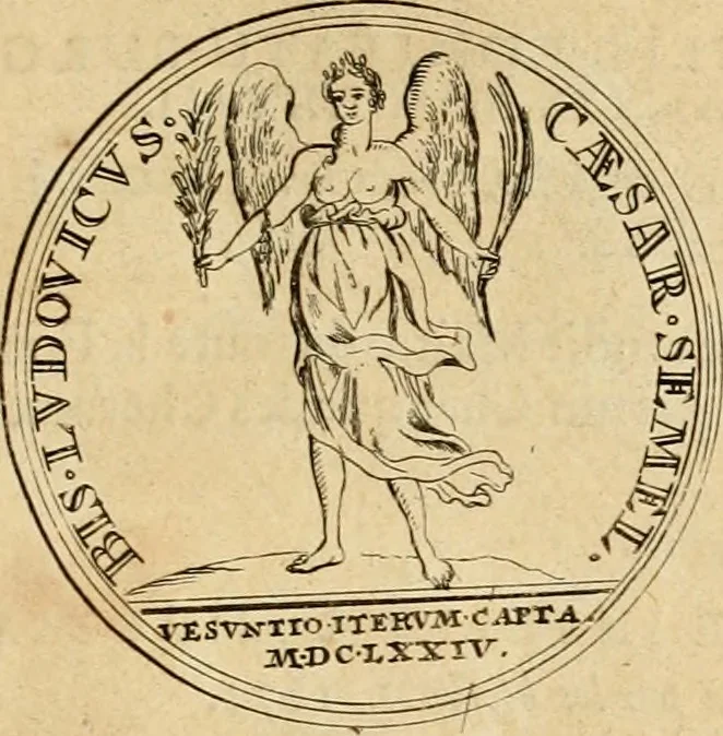 An illustration from Histoire du roy Louis le Grand, par les medailles, emblêmes, deuises, jettons, inscriptions, armoiries, et autres monumens publics, 1691, leaf 38