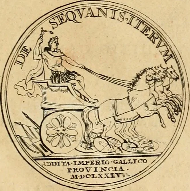 An illustration from Histoire du roy Louis le Grand, par les medailles, emblêmes, deuises, jettons, inscriptions, armoiries, et autres monumens publics, 1691, leaf 38