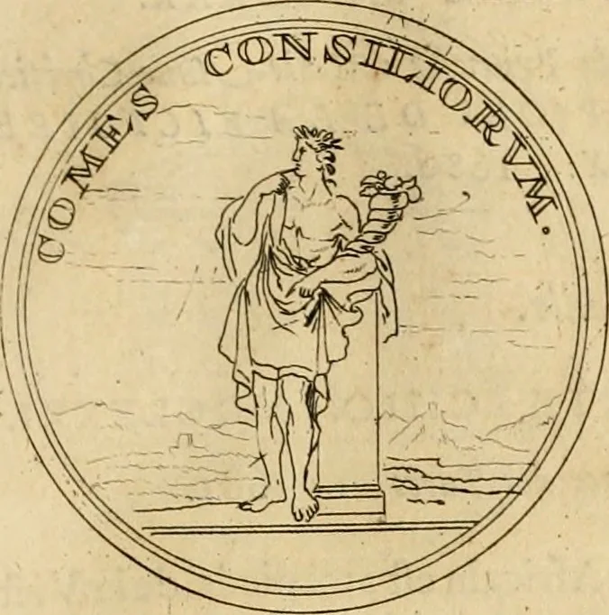 An illustration from Histoire du roy Louis le Grand, par les medailles, emblêmes, deuises, jettons, inscriptions, armoiries, et autres monumens publics, 1691, leaf 46