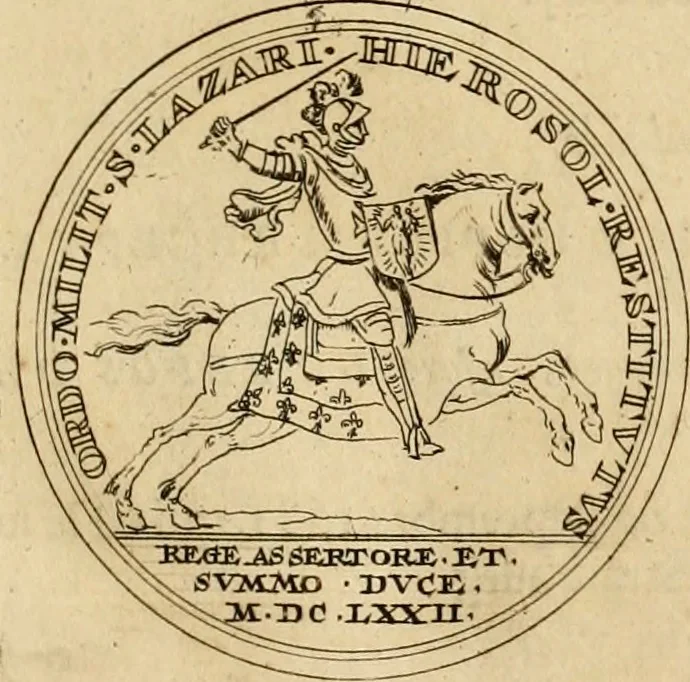 An illustration from Histoire du roy Louis le Grand, par les medailles, emblêmes, deuises, jettons, inscriptions, armoiries, et autres monumens publics, 1691, leaf 46