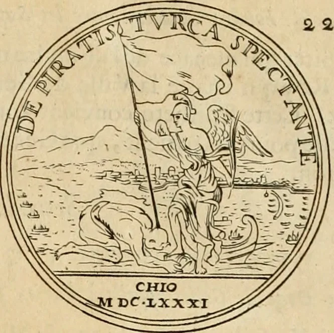 An illustration from Histoire du roy Louis le Grand, par les medailles, emblêmes, deuises, jettons, inscriptions, armoiries, et autres monumens publics, 1691, leaf 48