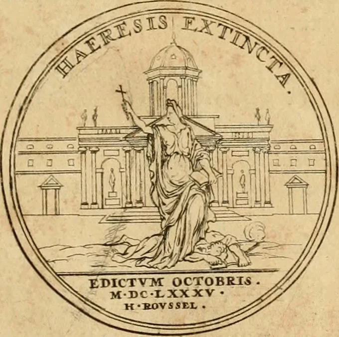An illustration from Histoire du roy Louis le Grand, par les medailles, emblêmes, deuises, jettons, inscriptions, armoiries, et autres monumens publics, 1691, leaf 50