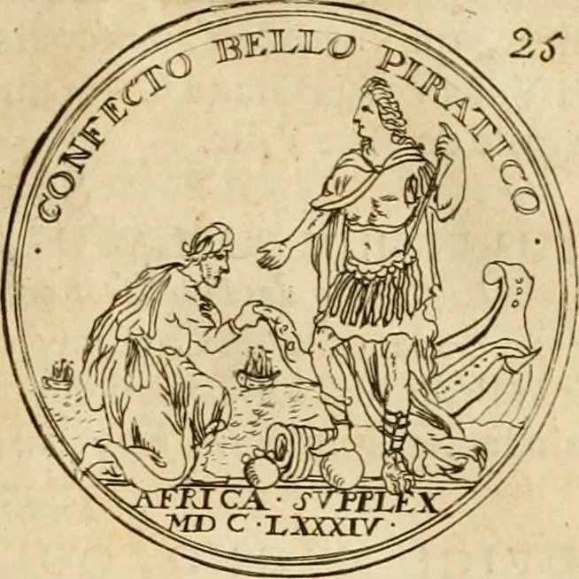 An illustration from Histoire du roy Louis le Grand, par les medailles, emblêmes, deuises, jettons, inscriptions, armoiries, et autres monumens publics, 1691, leaf 54