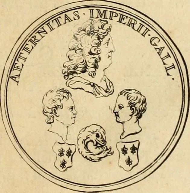 An illustration from Histoire du roy Louis le Grand, par les medailles, emblêmes, deuises, jettons, inscriptions, armoiries, et autres monumens publics, 1691, leaf 58