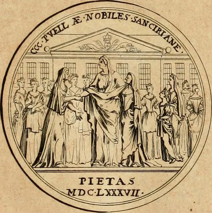 An illustration from Histoire du roy Louis le Grand, par les medailles, emblêmes, deuises, jettons, inscriptions, armoiries, et autres monumens publics, 1691, leaf 60