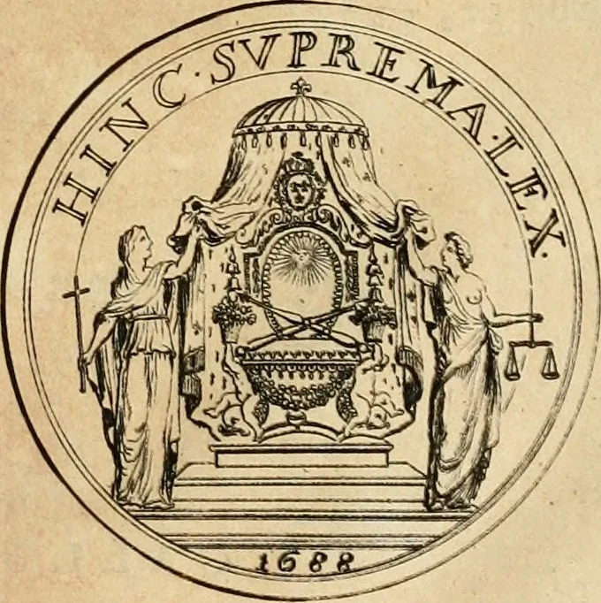 An illustration from Histoire du roy Louis le Grand, par les medailles, emblêmes, deuises, jettons, inscriptions, armoiries, et autres monumens publics, 1691, leaf 60