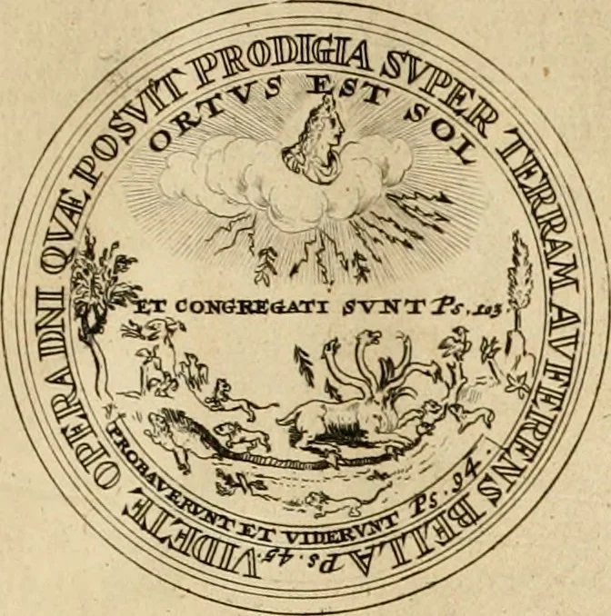 An illustration from Histoire du roy Louis le Grand, par les medailles, emblêmes, deuises, jettons, inscriptions, armoiries, et autres monumens publics, 1691, leaf 70