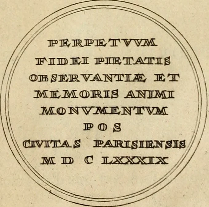 An illustration from Histoire du roy Louis le Grand, par les medailles, emblêmes, deuises, jettons, inscriptions, armoiries, et autres monumens publics, 1691, leaf 70